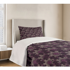 Foliage Leaves and Flowers Bedspread Set