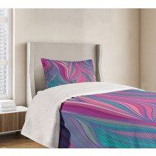 Curved Stripe Pattern Wavy Bedspread Set