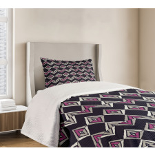 Native Folk Motifs Chevron Bedspread Set