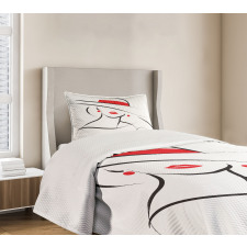 Black Stroke Contour Drawing Bedspread Set