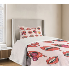 Pierced Tongue Teeth Braces Bedspread Set