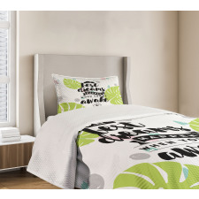 Phrase with Monstera Leaves Bedspread Set