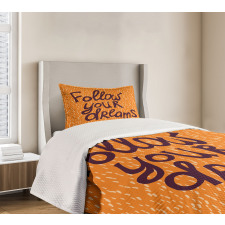 Warm Toned Motivation Design Bedspread Set