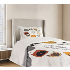 Wording Love Whiskers Happy Bedspread Set