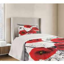 Grunge Brush Flowers Bedspread Set