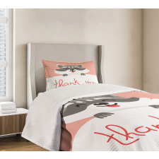 Cheerful Cartoon Raccoon Bedspread Set