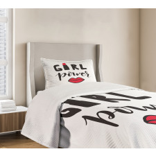 Lipstick in Text Design Bedspread Set