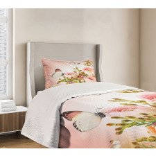 Blossoming Feminine Roses Bedspread Set