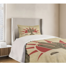 Tribal Saguaro and Sun Bedspread Set