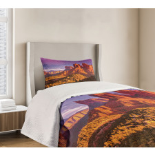 Cliffs Rocks and Violet Sky Bedspread Set