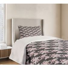 Sakura Branches Greyscale Bedspread Set