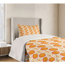 Warm Colored Fruity Items Bedspread Set