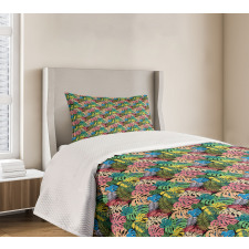 Rainbow Colored Hawaiian Bedspread Set