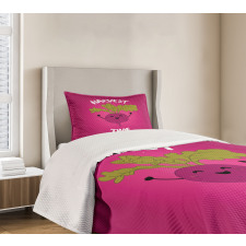 Happy Beet Character Words Bedspread Set