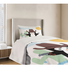 Cacti Cowboy Penguin in a Hat Bedspread Set