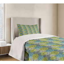 Outline-Drawn Chrysanthemum Bedspread Set