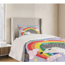 Rainbow Hedgehog Unicorn Bedspread Set