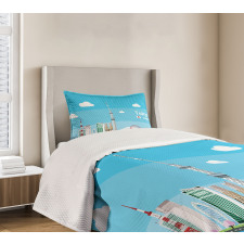 Cartoon Japan Sightseeing Bedspread Set