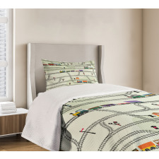 Roads Trains Locomotives Bedspread Set