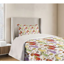 Colorful Watercolor Cocktails Bedspread Set