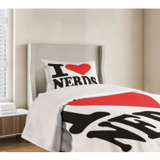 I Love Nerds Words with Heart Bedspread Set