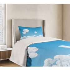 Lantern Floating Away in Sky Bedspread Set