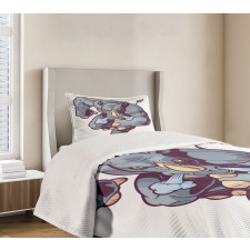 Anthropomorphic Mascot Run Bedspread Set