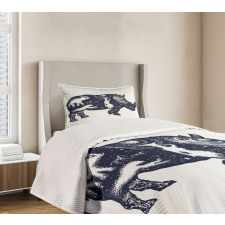 Woman and Animal Motifs Spots Bedspread Set