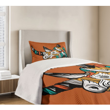 Colorful Animal Portrait Boho Bedspread Set