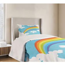 Clouds on Blue Swirl Lines Bedspread Set