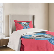 Hipster Dog Glasses Bedspread Set