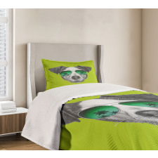 Dog with Glasses Tree Bedspread Set