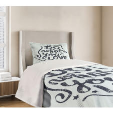 Lettering Blue Grunge Star Bedspread Set