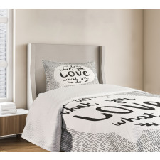 Message with Stripes Leaves Bedspread Set