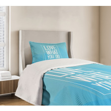 Modern Design Words in Frame Bedspread Set