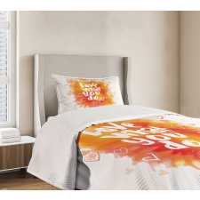 Warm Color Splash Message Bedspread Set