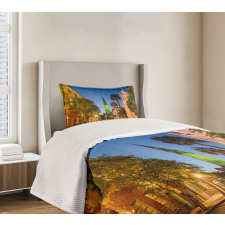 Street at Sunset Scene Bedspread Set