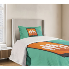 Cartoon Family Silhouette Bedspread Set