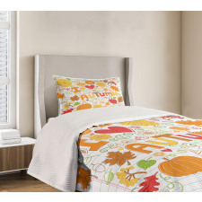 I Love Autumn Sketchy Doodle Bedspread Set