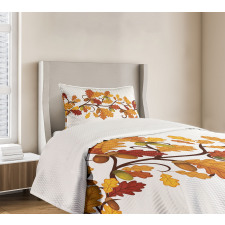 Autumn Oak Leaves and Acorns Bedspread Set