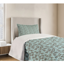 Curly Branches of Flowers Bedspread Set