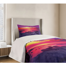 Sunset over Sea Cloudy Bedspread Set