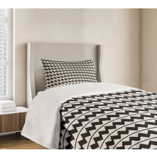 Retro Grunge Lines Zigzags Bedspread Set