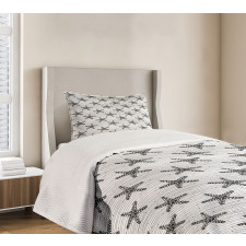 Starfish on Uneven Stripes Bedspread Set