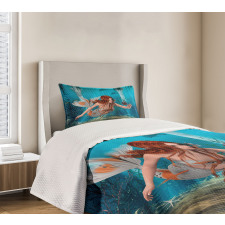 Magic Aqua Sea Lily Bedspread Set