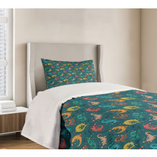 Bohemian Colorful Lizards Bedspread Set