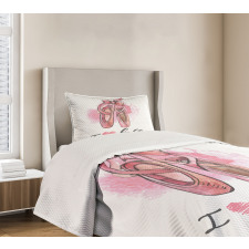 I Love Ballet Typography Bedspread Set