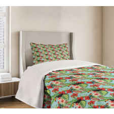 Hibiscus Parrot and Toucan Bedspread Set