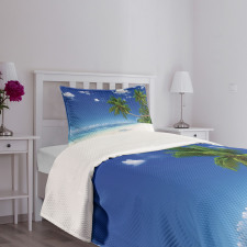 Lagoon Palm Leaf Clouds Bedspread Set