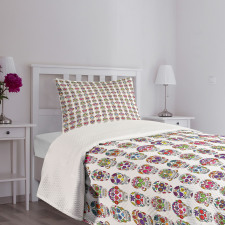 Skulls with Flowers Bedspread Set